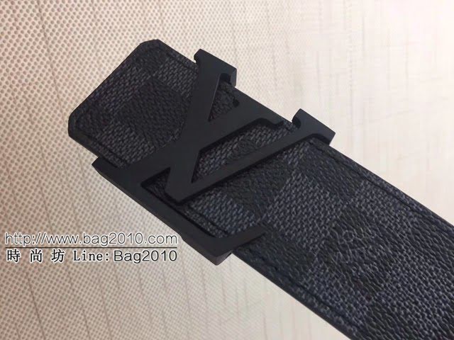 LV新款男士皮帶 路易威登精品原單腰帶 lv黑格皮帶  jjp2237